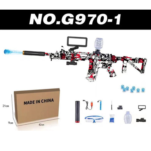 Gel Blaster- Elektrische geweer  - Red Graffiti  M4 - Up grade version - incl. gel ballen - oplaadbaar - 83CM